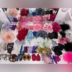 Huge Lot 80+ Girls Hair Accessories – Barrettes, Bobby Pins, Flowers & More!